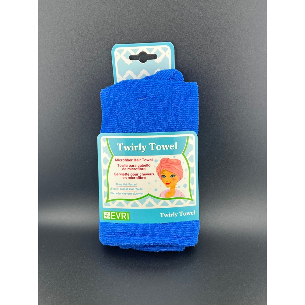 Evri‎ Twirly Towel Microfiber Hair Wrap Blue Quick Dry Head Turban Evriholder